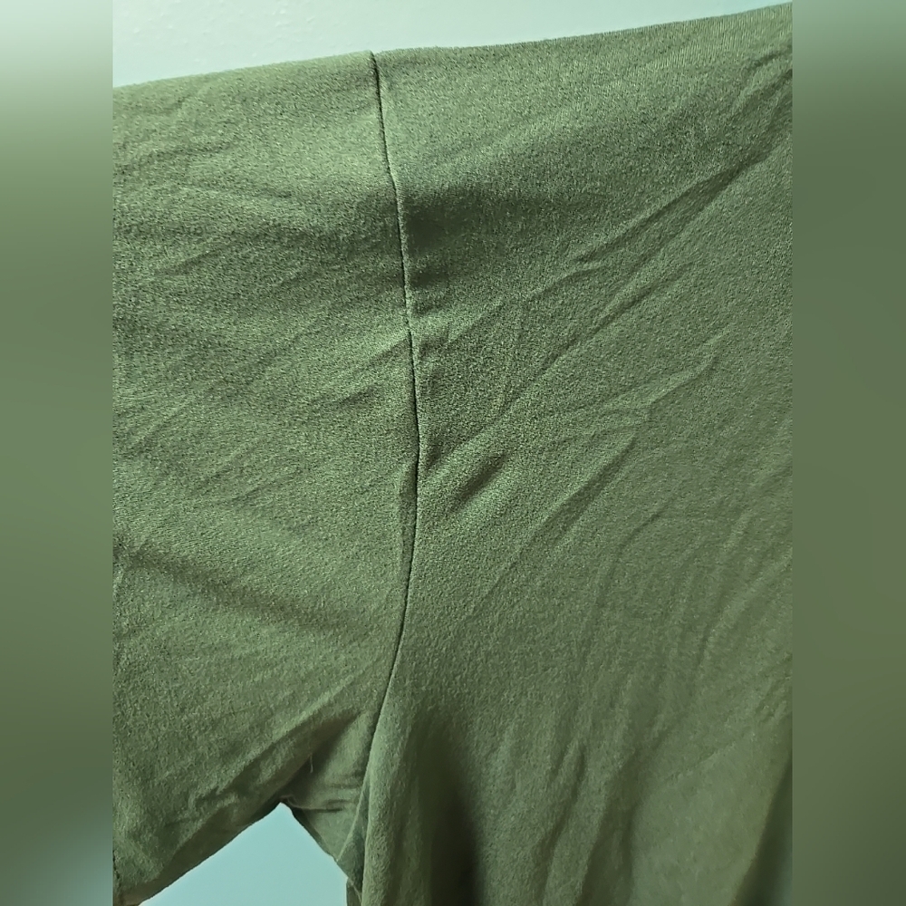 Fringed Short Sleeve Tee - Olive Green - Picture 3 of 8